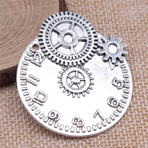 Ciondolo Solo Ingranaggi Orologio Steampunk Lega Vintage Meccanico Charms Per Collana Bracciale Fai Da Te Antico Bronzo Argento Accessori
