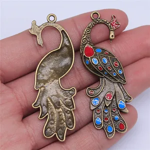 Antique Bronze Zinc Alloy Peacock Pendant Enamel Drip Oil Animal Shape Charm For DIY Necklace Jewelry Making Accessories