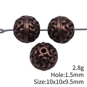 Antique bronze flower textured spacer beads for DIY jewelry making 10x10x9.5mm beads