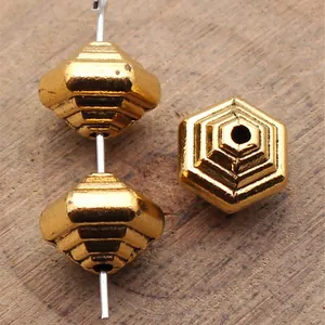 Perles hexagonales géométriques multicouches or antique pour bijoux DIY