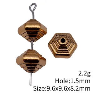 Perles géométriques hexagonales vieil or pour bijoux DIY 9,6 mm