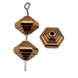 Perles hexagonales géométriques dorées antiques pour bijoux DIY taille 9,6x8,2mm