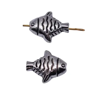 Perline distanziatrici a forma di pesce in argento antico 14x12mm per i gioielli