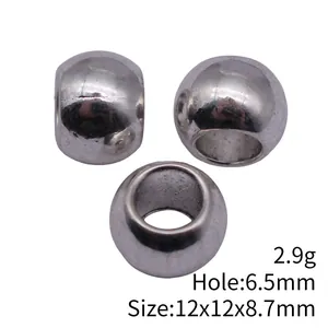 Στρογγυλές χάντρες με μεγάλη τρύπα 12x12x8.7mm σε αντικέ ασήμι για κοσμήματα DIY