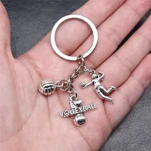Sporty Volleyball Keychain Creative Alloy Volleyball Athlete Pendant Key Ring For Volleyball Fans Women Men Bag Hanging Accessory Gift