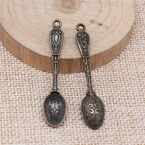 Antique bronze zinc alloy spoon pendant charms for DIY handmade jewelry making crafts