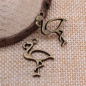 Ciondoli fenicottero in bronzo antico vintage per accessori per gioielli fai-da-te