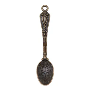 Vintage antique bronze mini spoon pendant 10x49mm for DIY jewelry making and charms