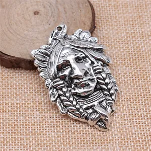 Antiksilberner Indianer-Häuptling-Anhänger für die Vintage-DIY-Schmuckherstellung