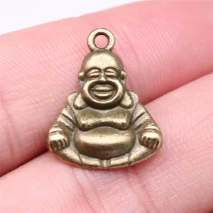 Pendentif Bouddha Maitreya en bronze rétro pour la fabrication de bijoux et de colliers.