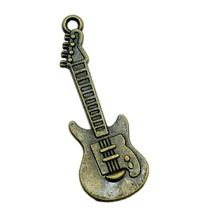 Vintage Bronze E-Gitarre Anhänger für DIY Schmuck Halsketten, 35mm Größe