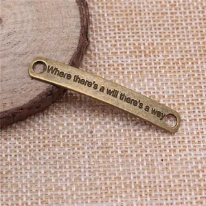 Antique bronze quote connector 'Where there's a will there's a way' for DIY jewelry