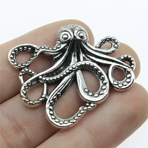 Detailed zinc alloy octopus pendant charm for DIY jewelry making marine animal accessory