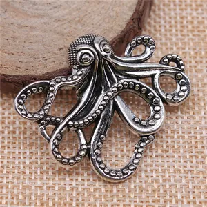 Retro Alloy Octopus Pendant Ocean Life Style DIY Jewelry Accessories For Necklace Making Antique Silver Bronze Charms