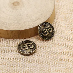 15mm antique bronze Om symbol circle charm pendants for DIY jewelry making crafts