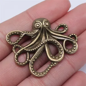 Detailed vintage bronze octopus charm pendant for DIY ocean themed jewelry making