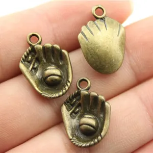 Breloques gant de baseball en bronze antique pour la création de bijoux sport 20x14mm