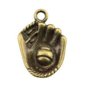 Pendentif gant de baseball et balle en bronze antique pour bijoux de sport créatifs
