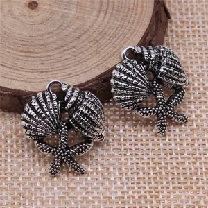 Antique silver seashell starfish conch charms for DIY jewelry making