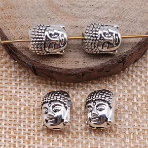 Vintage silver Buddha head spacer beads 11x9x7mm in zinc alloy for jewelry craft