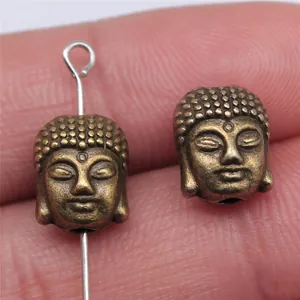 Antique bronze zinc alloy Buddha head beads for DIY jewelry making, 11x9x7mm beads