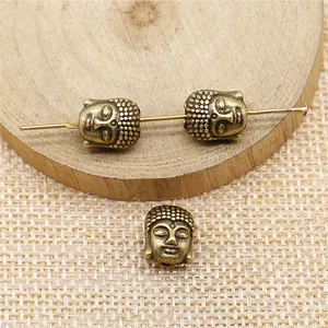Set of 11x9x7mm vintage zinc alloy Buddha head beads for jewelry making