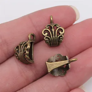 Vintage antique bronze 12x17mm decorative bails and connectors for jewelry making