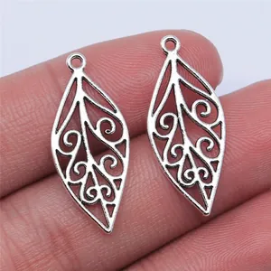 Hollow Out Tree Leaf Pendants Vintage Metal Charms For DIY Jewelry Making Antique Gold Silver KC Gold Plant Leaf Accessories