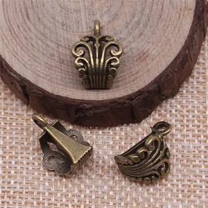 Vintage bronze jewelry connectors bails for handmade pendants 12x17mm