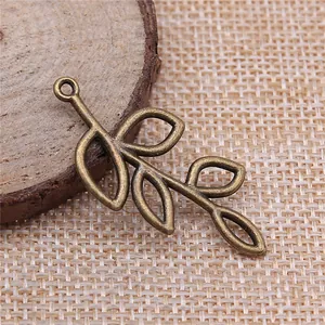 Antique bronze branch leaf pendant jewelry charm accessory for DIY jewelry making crafts