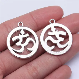 Retro Rond Hol Om Symbool Metalen Hanger Charm Voor DIY Sieraden Maken Antiek Zilver Brons Spirituele Hangers Accessoire