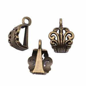 Vintage 12x17mm bronze alloy fan-shaped jewelry bails for necklace making