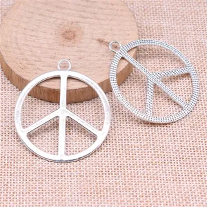 Grote 42mm zilveren legering vrede symbool bedels voor DIY sieraden maken ambachten