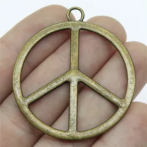 Antieke bronzen vredesteken hanger voor DIY sieraden maken 42 mm legering