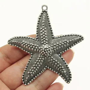 Großer silberner Seestern Anhänger mit Perlenstruktur für DIY handgemachten Schmuck