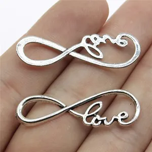 Retro Alloy Love Infinity Symbol Connector Antique Bronze Silver Pendants For DIY Bracelet Necklace Jewelry Making Findings