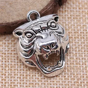 Detailed 3D tiger head pendant charm for DIY necklace and bracelet jewelry making