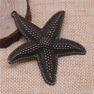 Großer Seestern-Anhänger aus antiker Bronze für handgefertigten DIY-Schmuck 67x63mm