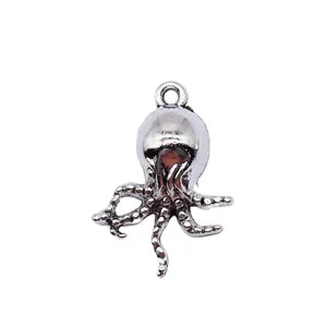 Antique silver ocean animal octopus charm pendant for DIY jewelry making 15x21mm