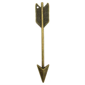 Antique brass finish arrow pendant charm for DIY handmade jewelry crafts 64x11mm