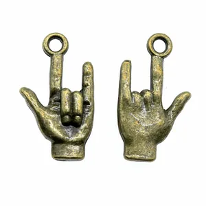 Ciondolo in lega segno I Love You in bronzo antico per creazione gioielli fai da te