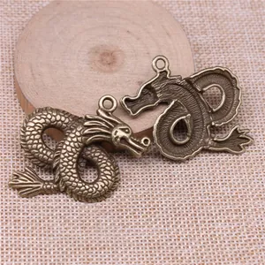 Vintage antique bronze dragon pendant alloy charm for DIY jewelry making 45x38mm accessories