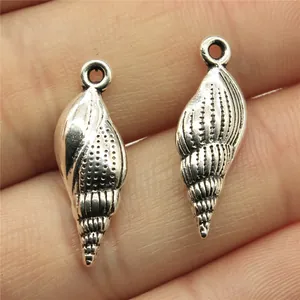 Pendentifs en forme de conque en argent antique pour la création de bijoux DIY
