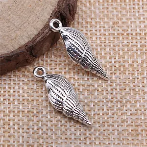 Pendentifs en forme de conque en argent vintage pour bijoux faits main, thème marin