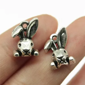 Antique Silver Rabbit Head Charms Cute Animal Bunny Pendants Alloy Metal Charms For DIY Necklace Bracelet Jewelry Making