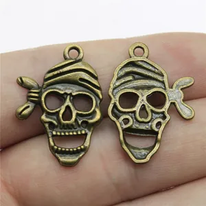 Antik-Bronze und Silber Piraten-Schädel-Anhänger für kreative DIY-Schmuckherstellung