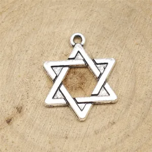 Ciondolo stella di David argentato con design intrecciato, diametro 20 mm gioielli