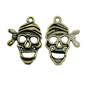Vintage Bronze Piraten Totenkopf Anhänger 27x20mm für DIY Schmuckherstellung Zubehör
