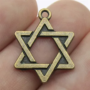 Ciondolo esagramma stella di David in bronzo antico per creazione gioielli fai da te