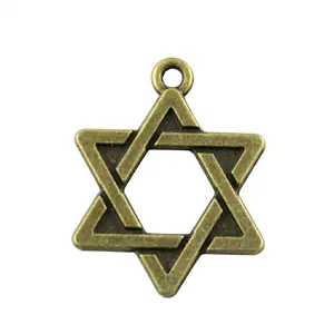 Ciondolo stella di David esagramma 20mm in bronzo antico per gioielli fai da te
